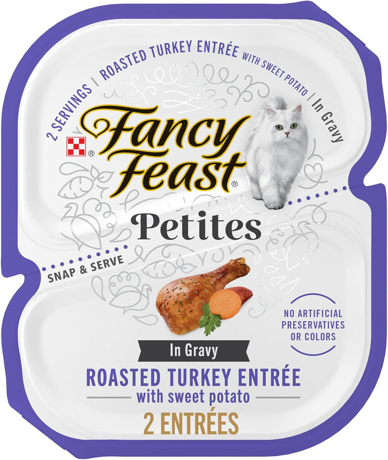 Purina Fancy Feast Petites with Roasted Turkey Entrée with Sweet Potato in Gravy Gourmet Wet Cat Food - (Pack of 12) 2.8 Oz. Tubs