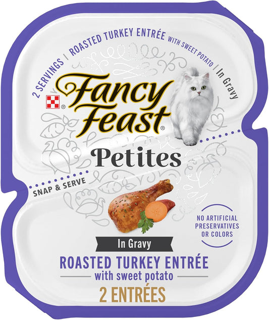 Purina Fancy Feast Petites with Roasted Turkey Entrée with Sweet Potato in Gravy Gourmet Wet Cat Food - (Pack of 12) 2.8 Oz. Tubs