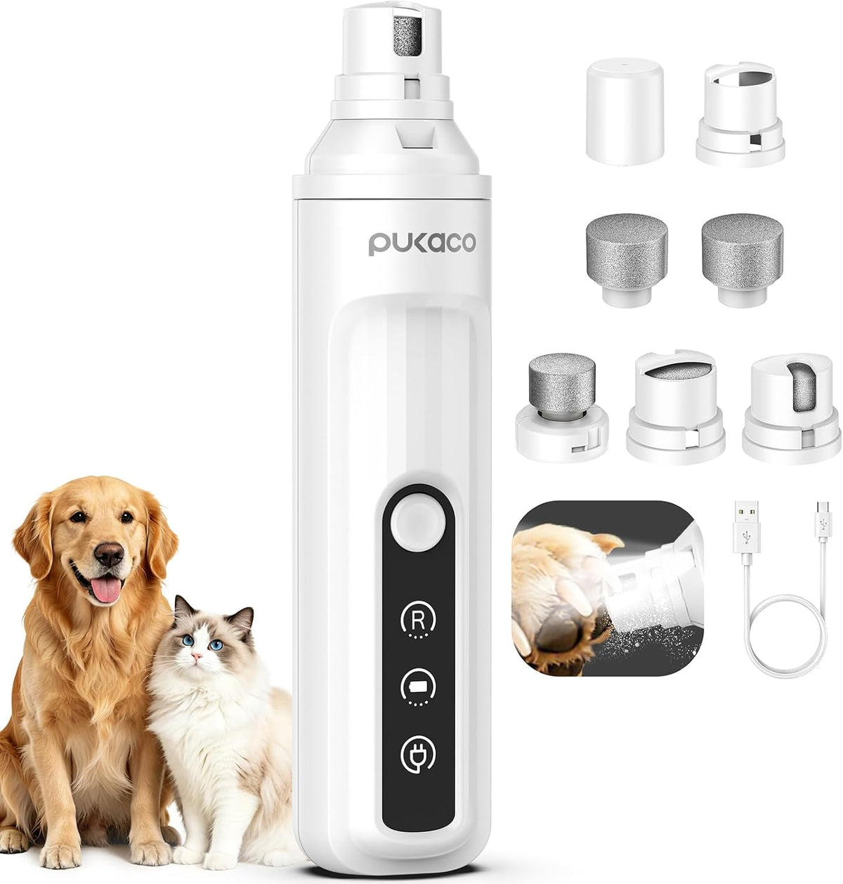 Dog Nail Grinder Quiet with LED Light Electric Cat Nail Trimmer