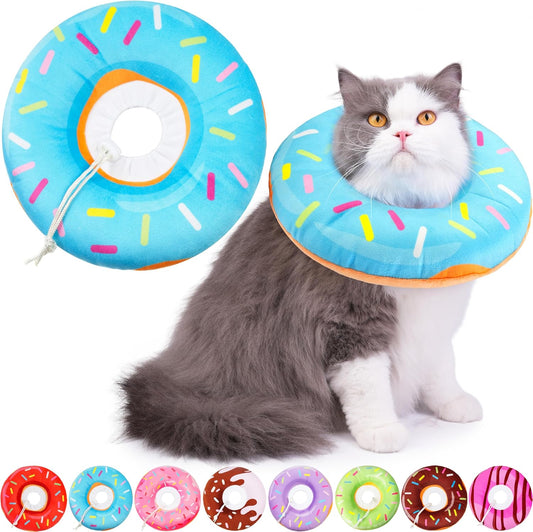 Hpetppy Cat Cone Collar Soft, Cat Recovery Collar for Wound Healing Cute Donut Adjustable Kitten Cones to Stop Licking Comfortable Lightweight Neck Elizabethan Collars for Cats Kittens after Surgery