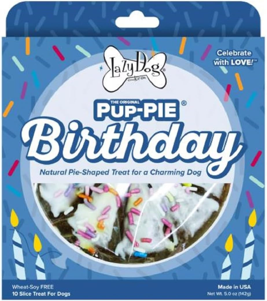 The Lazy Dog Cookie Co. - Original Pup-Pie - Happy Birthday - Natural Pie-Shaped Treat for a Charming Dog - Celebrate Your Best Friend'S Special Day! - 5Oz (Charm)