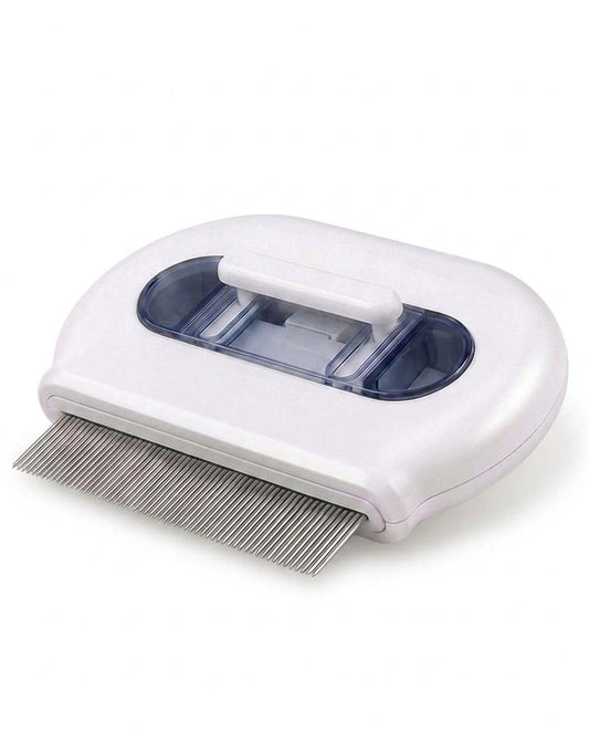 Pet Flea Comb with Stainless Steel Fine Teeth, Grooming Tool for Dogs and Cats, White