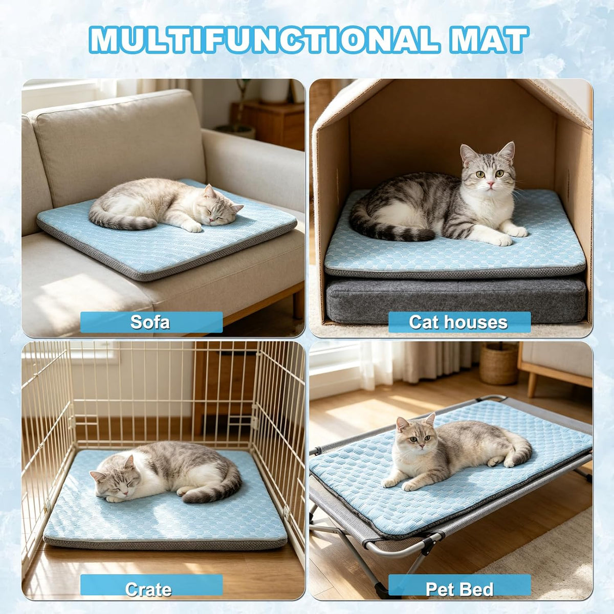 GOLOPET Dog Cooling Mat, 2 in 1 Pet Cooling Mat for Dogs, Dual-Sided Pet Cool & Warm Pad with Built-In Ice Bag, Summer Cooling Winter Warm Pet Mat for Dogs Cats(Blue Small)