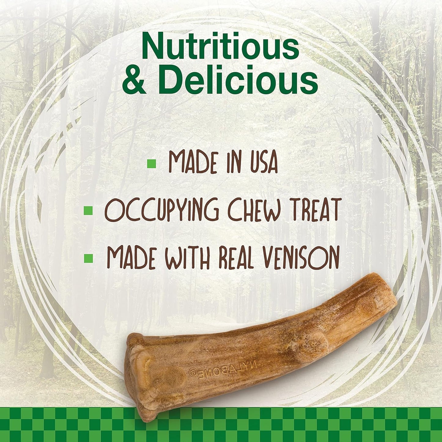 Nylabone Healthy Edibles WILD Natural Dog Chew Treats for Large Dogs, Long Lasting Dog Healthy Chew Antler Bone Made in USA, Venison Flavor, for Dogs up to 50 Lbs. (10 Count)