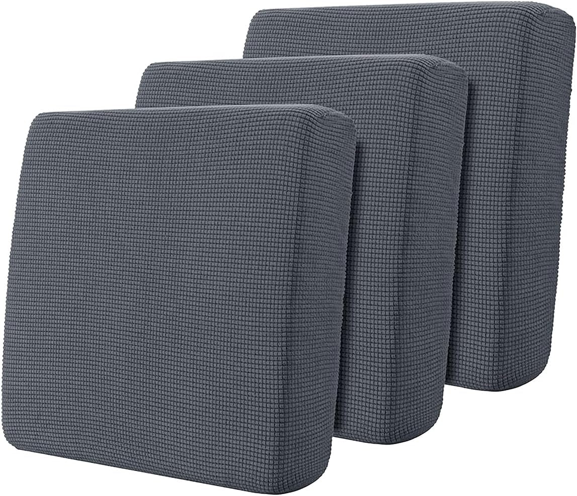 Hokway 3 Pcs Stretch Cushion Covers Elastic Sofa Seat Slipcovers Gray