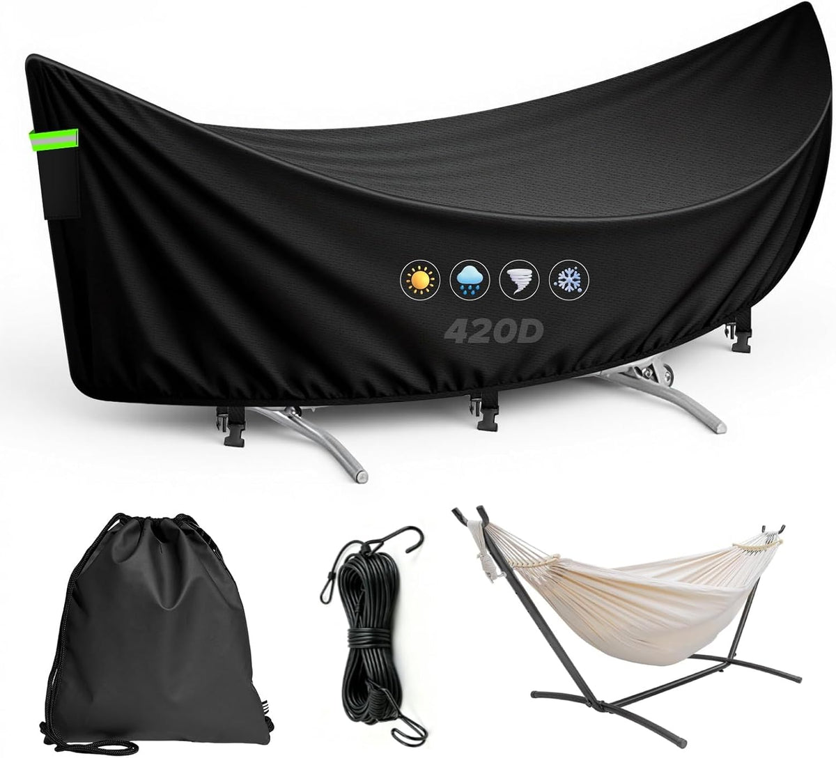 11-12Ft Hammock Cover Waterproof, 420D Hammock Stand Cover Outdoor