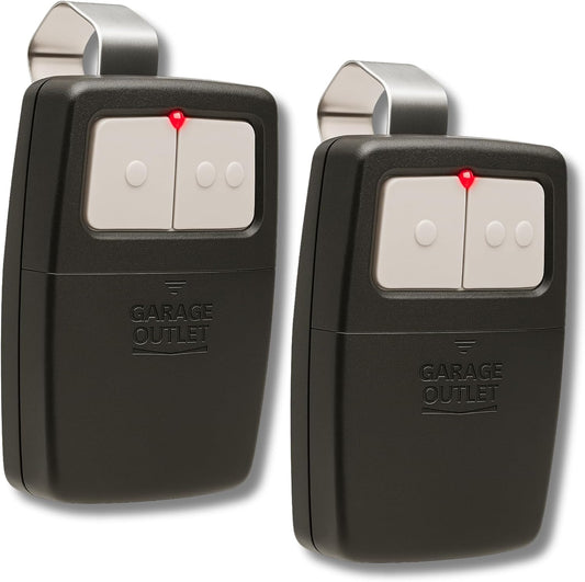 2 Garage Door Remotes – Universal Fit for Liftmaster, Chamberlain, Genie, Linear – Replace Clicker KLIK1U, 375UT, 375LM – Control 2 Doors or Gates – Learn Button & Dip Switch Ready