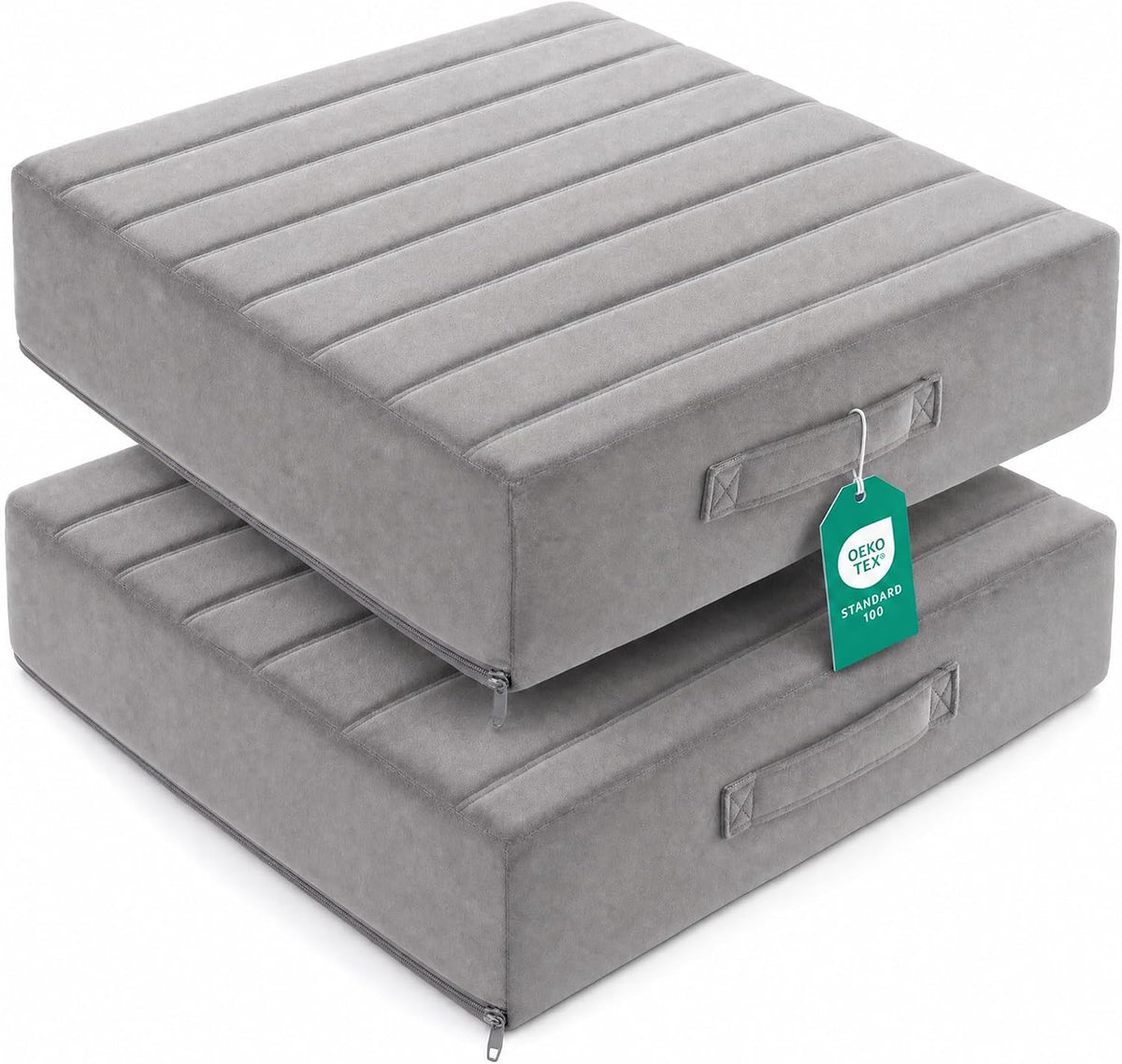 Codi Floor Pillows Set of 2, Large Floor Cushion for Adults, 22-Inch Grey
