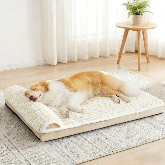 Orthopedic Medium Dog Bed Pillow Pet Sofa Bed 30''X20'' Ivory