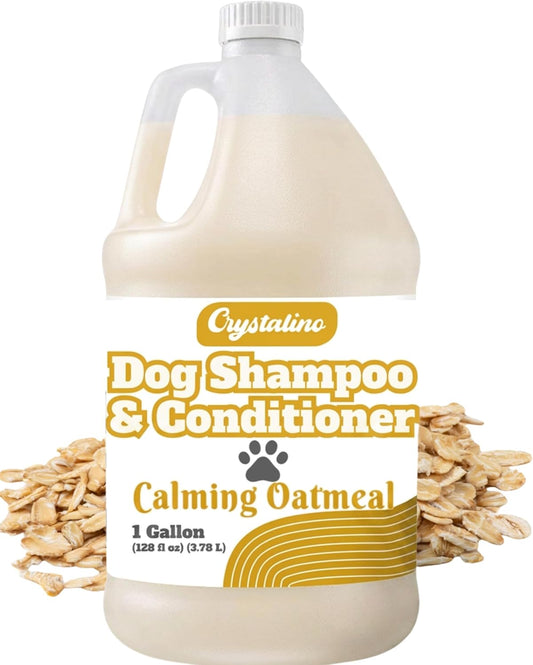 Oatmeal Shampoo for Dogs - 1 Gallon Dog Shampoo Champu Para Perros & Conditioner Concentrate Professional Grooming - 1 Gallon Sensitive Hypoallergenic Dogs Shampoos, Oatmeal Puppy Shampoos
