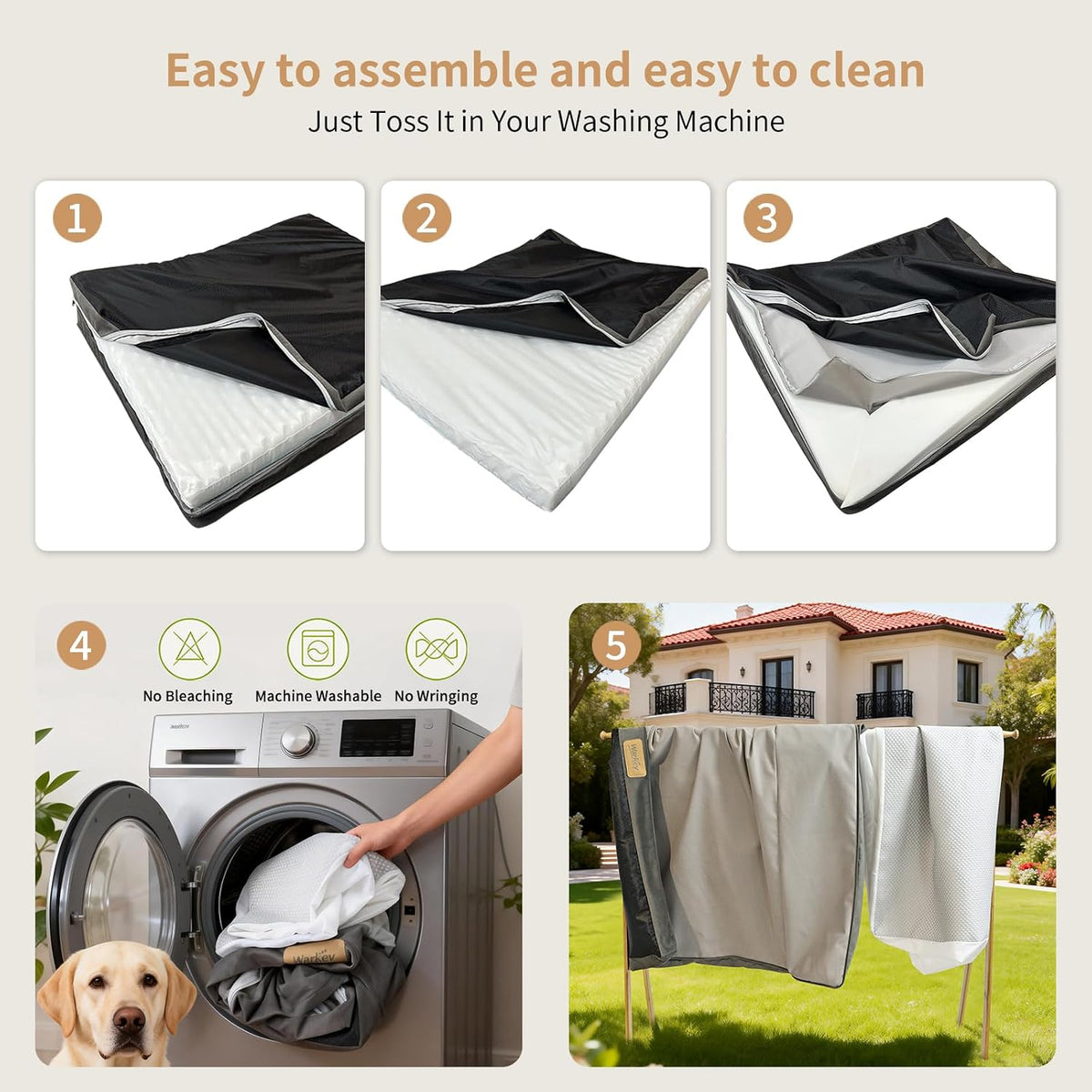 Large Dog Bed with Cooling Gel Memory Foam, Orthopedic Waterproof Pet Bed with Washable Cover & Non-Slip Bottom, Cooling Dog Couch Bed, Size: 40"*31.9 "8.1"