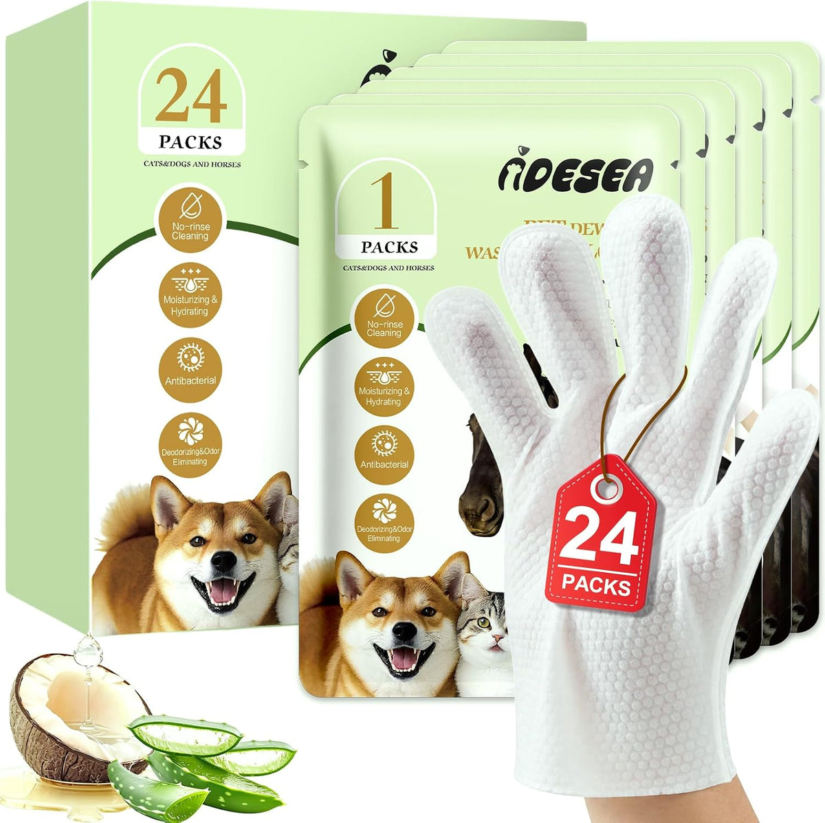 2026 Upgrade Dog Wipes for Dogs & Cats, Pet Cleaning Glove Wipes
