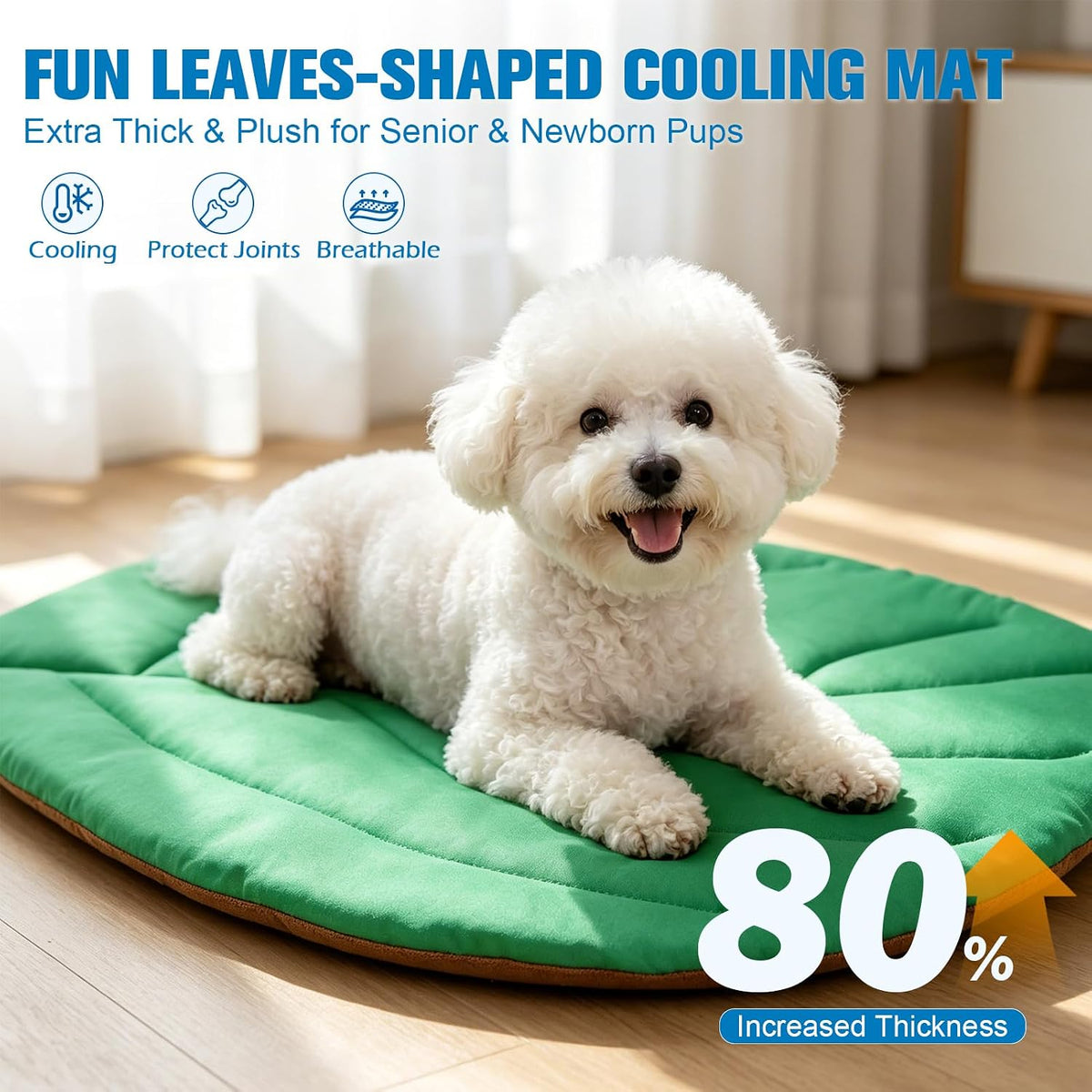 EXPAWLORER Dog Cooling Mat, Double-Sided Cooling Pad for Cats Dogs Kitten,33"X21"Thick & Durable Portable Pet Bed for Summer,Washable Cooling & Warm Blanket for Indoor,Outdoor,Leaves(Green)