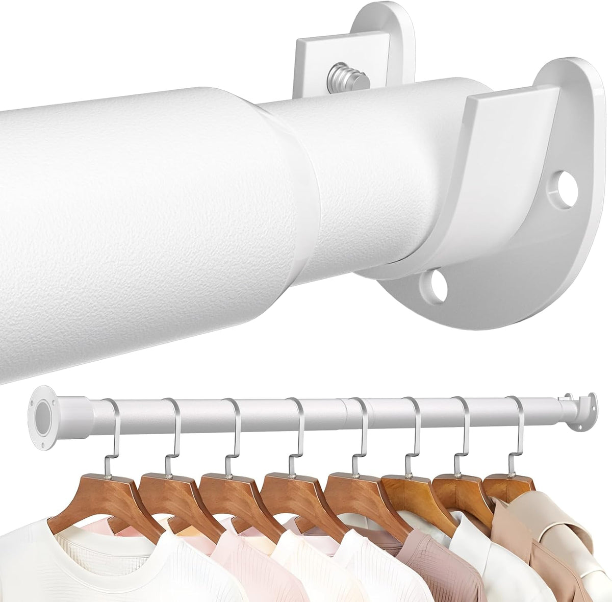 Mavivegue Closet Rod, 16.4 to 41.73 Inch Adjustable Closet Rods