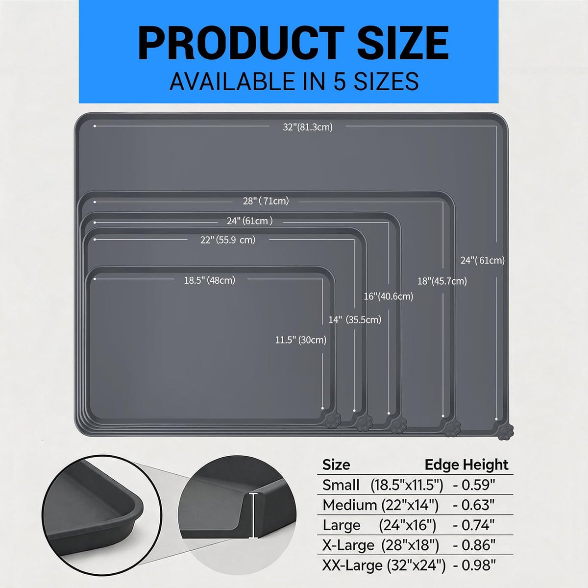 Reopet Silicone Pet Feeding Mat - Waterproof & Non-Slip Dog Cat Placemat