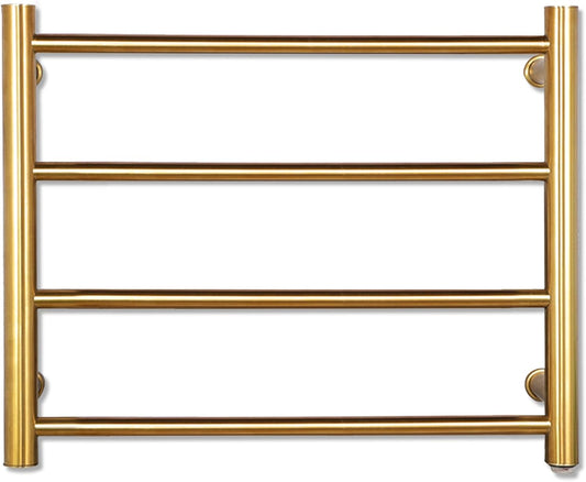XBVV Gold Heated Towel Rack for Bathroom, Wall Mounted Bath Towel Warmer, Plug-In Electric Towel Rack, 304 Stainless Steel Fast Heating Towel Rack,Keep Bathroom Shower Towels Warm (4-Bar)