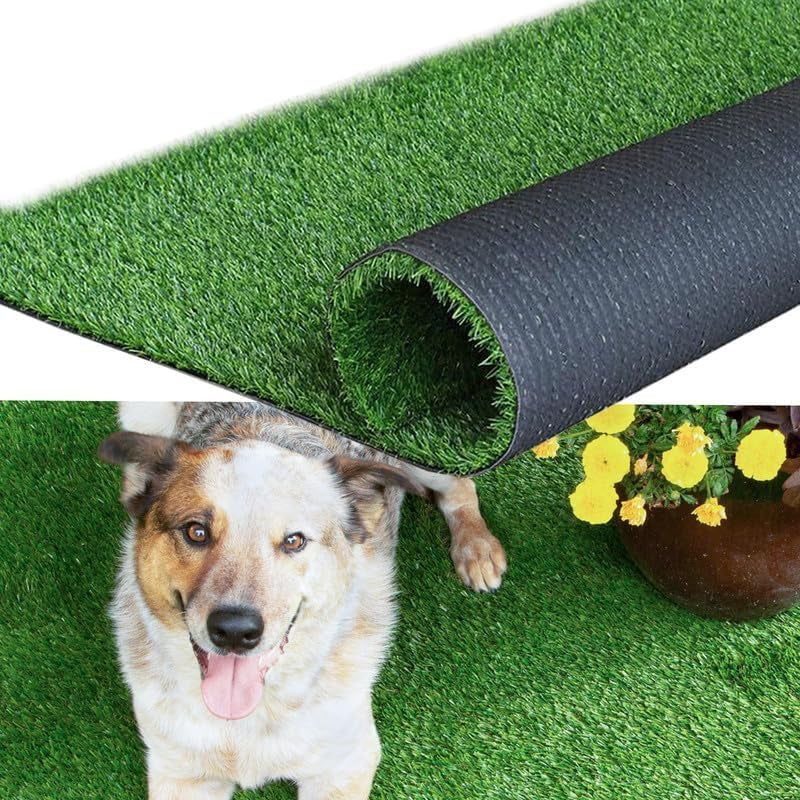 Artificial Grass Turf 0.7" Fake Grass 4FTX6FT Astroturf Rug Indoor Outdoor Grass Rugs for Patio with Drain Holes for Dogs Garden Lawn Landscape Balcony