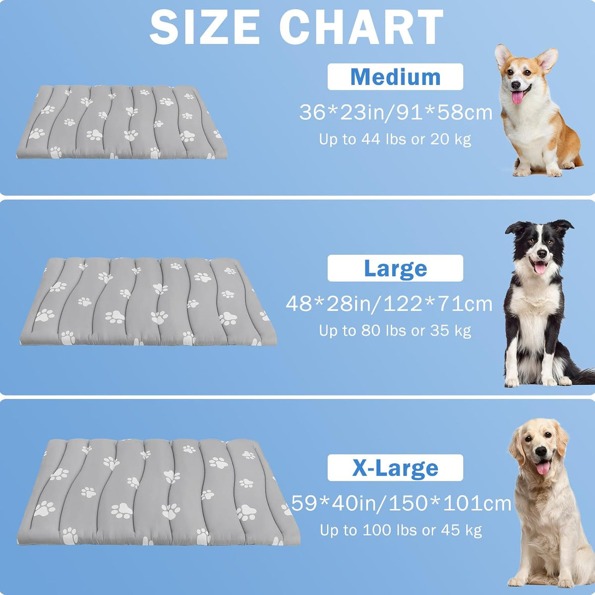SCENEREAL Dog Cooling Mat for Crate, Thicken Self-Cooling Dog Pad Reversible (Cool & Warm), 59"X40" Pet Cool Bed for M Large XL Dogs,Kennel Sofa Mats Machine Washable, Durable Non-Toxic Gel, Outdoor