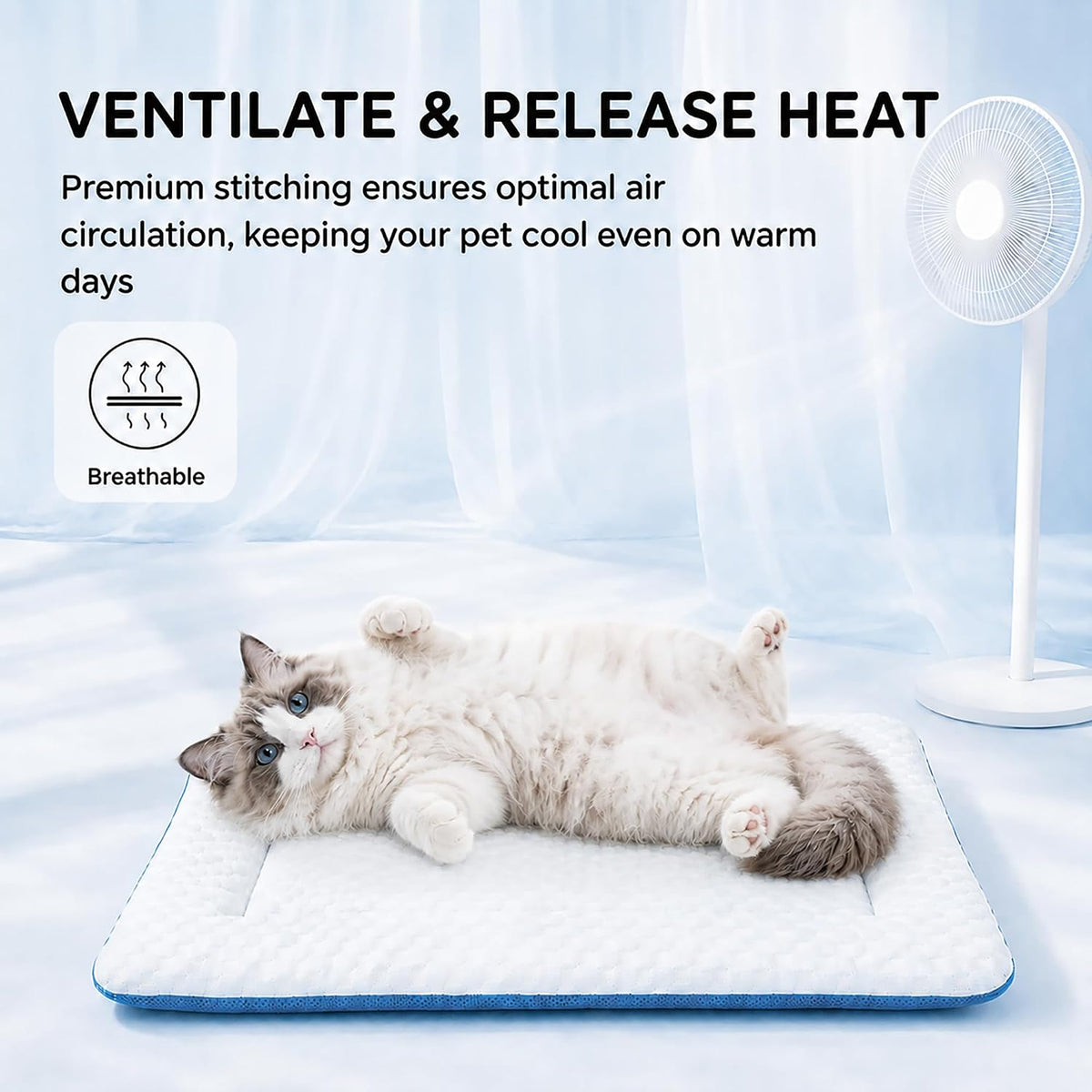 Cooling Pet Bed with Water-Fill Cooling Pad, Thick Breathable Pet Cooling Mat for Dogs & Cats, Washable Soft Cushion, Non-Toxic Summer Cooling Pad for Crate, Couch, Floor
