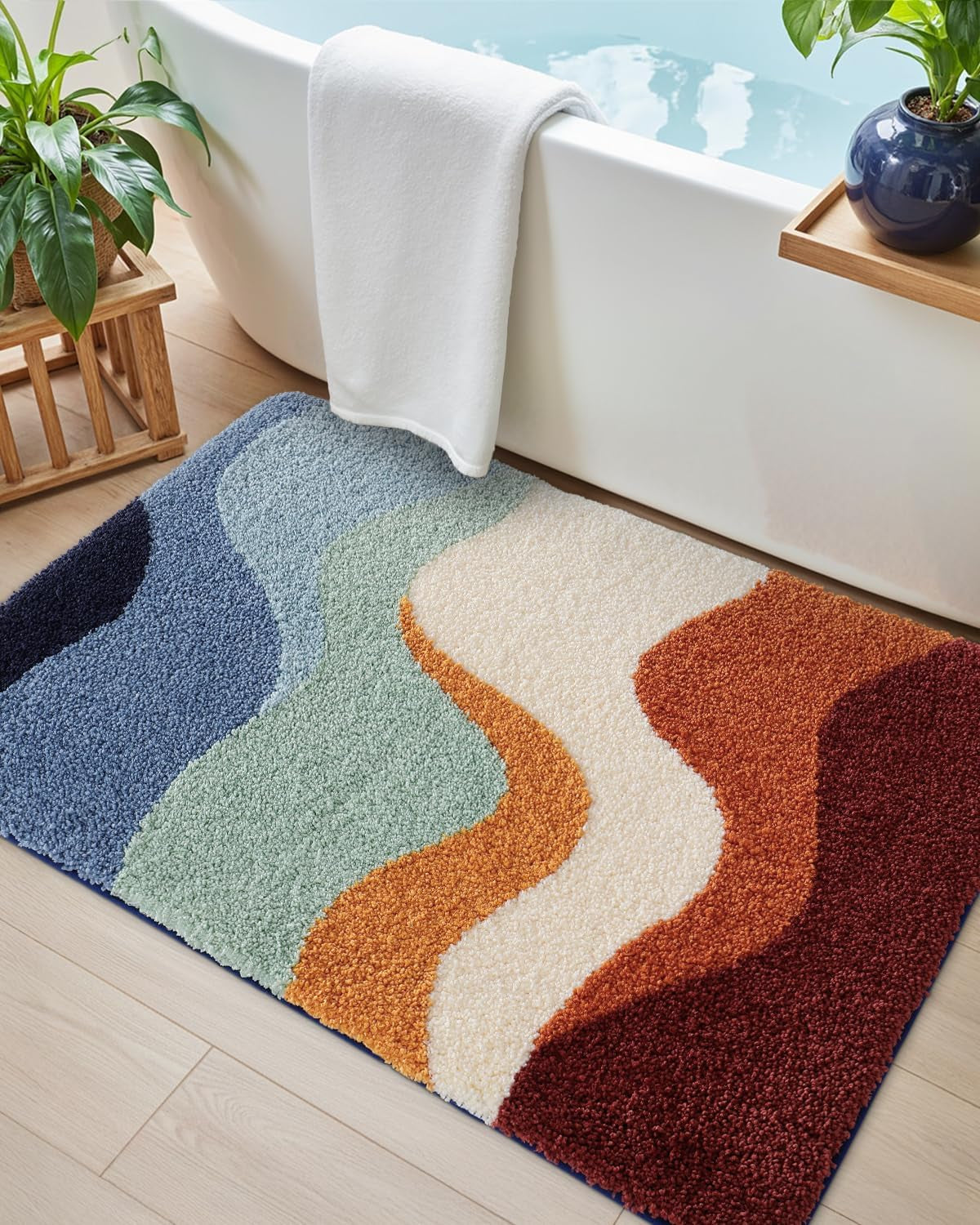 DEXI Colorful Bath Mats 32X20, Non Slip Washable Bathroom Rug