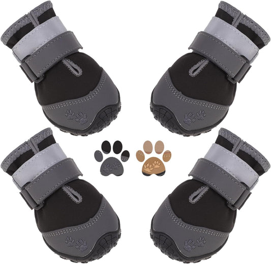 Dog Shoes for Winter Waterproof Dog Snow Boots with Fleece Lining