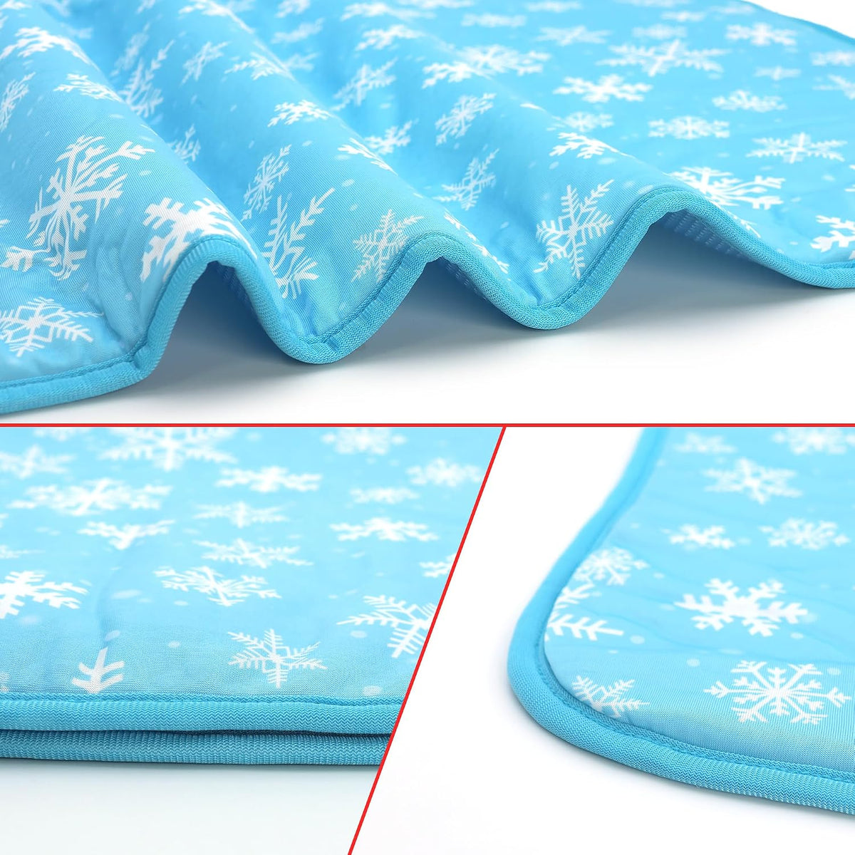 NACOCO Summer Pet Cooling Mat - Cat Dog Cushion Pad Sleeping Cool Snowflake Comfortable Soft for Pets Kids and Adults (Blue Snowflake, M)