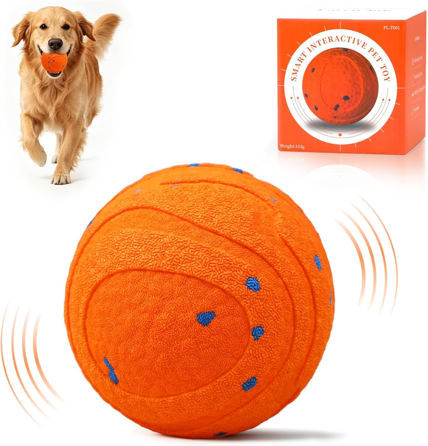 Interactive Automatic Bouncing Dog Ball, Motion Activated Self Moving Toy for Boredom & Separation Anxiety, Durable Chew-Proof ETPU Shell, Rechargeable Pet Ball for Indoor Outdoor, Small Medium Dogs