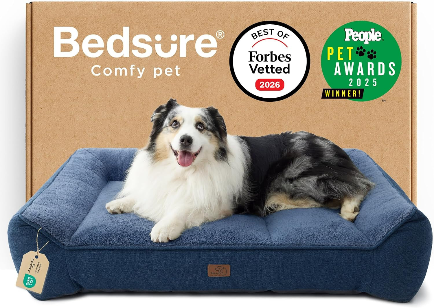 Supportmax™ XL Orthopedic Dog Beds Large Sized Dog - as Seen on TV Extra Thick Supportive Dogs Couch with Waterproof Washable Cover, Extra Large Pet Bed Sofa with Soft Sherpa, Blue