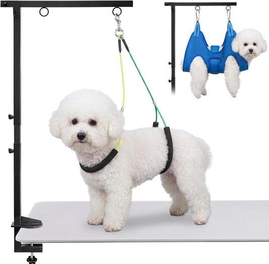 Dog Grooming Arm for Table,With Hammock & Haunch Holder for Small Dogs