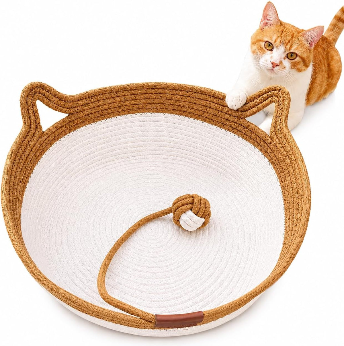 Large Instinct Basket Stimuli Cat Bed, Handwoven Cotton Rope Cat Basket