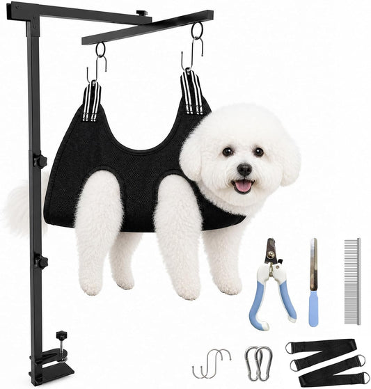 Foldable Dog Grooming Arm with Clamp for Small Dogs, Compatible with Hammock, Clippers & Vacuum