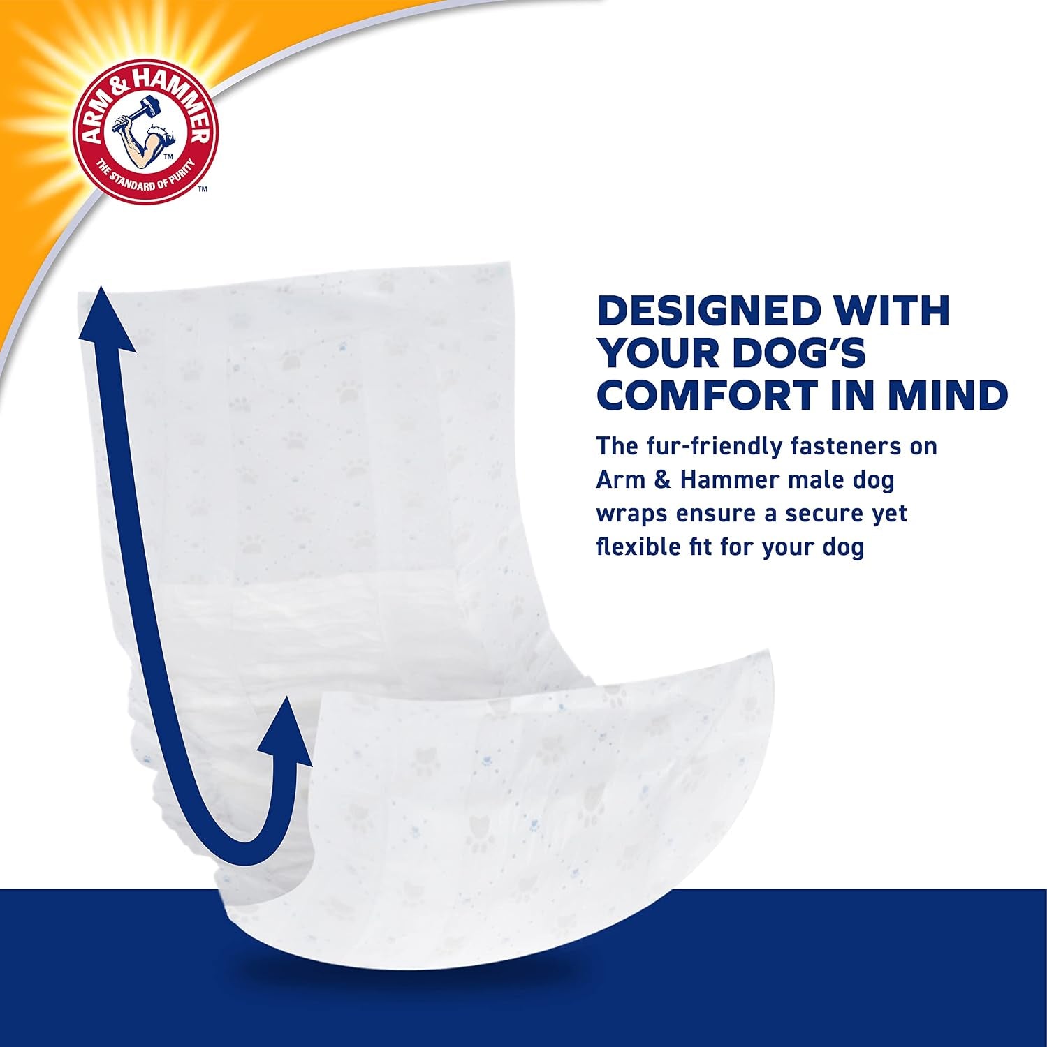 Arm & Hammer X-Small Male Dog Wraps, Disposable Belly Band Diapers with Baking Soda Odor Control, Super Absorbent Leak Resistant Design for Marking and Incontinence, 9-14 Inch Waist, 12 Count