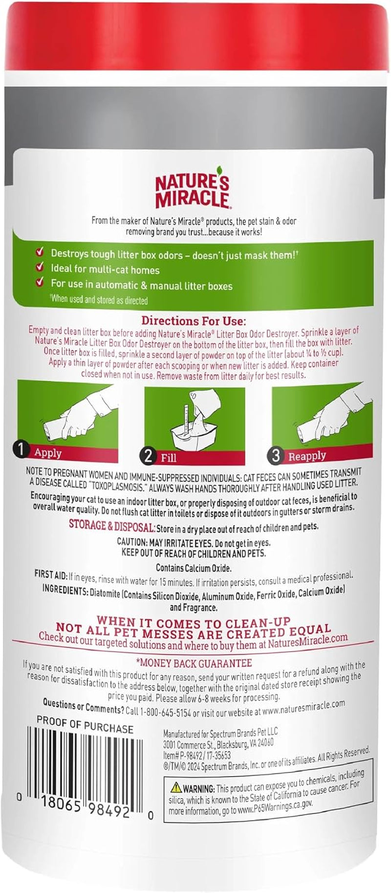 Nature'S Miracle Litter Box Deodorizer, 20 Ounces, Litter Deodorizing Powder, Cat Odor Control Formula