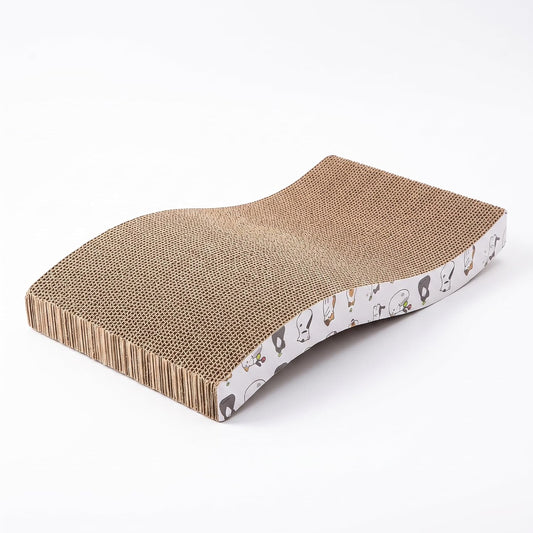 Wavy Cat Scratcher, Wave Shape Cardboard Scratch Pad for Indoor Cats, Curved Scratching Board to save Couch, Heavy Duty Cat Scratcher