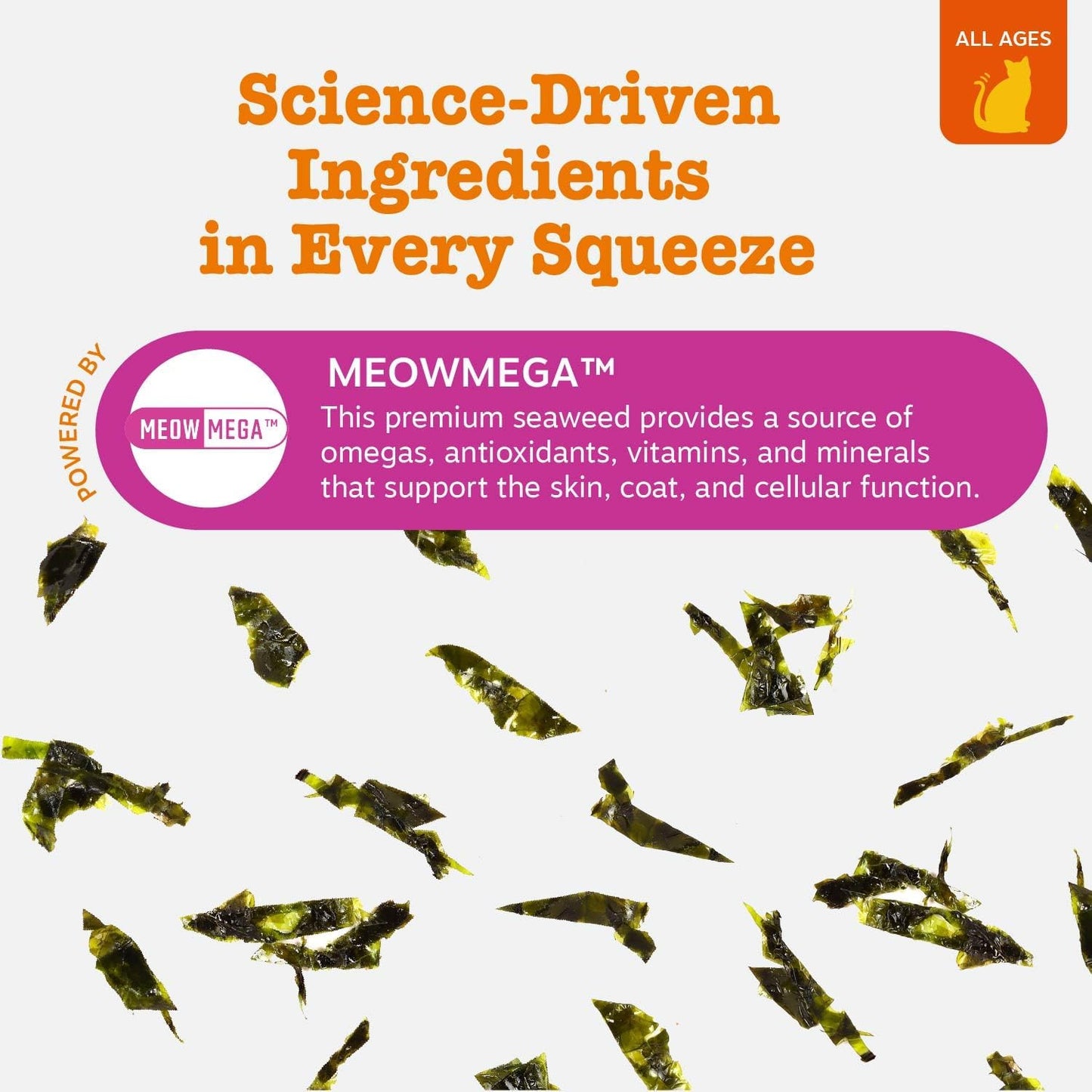 Zesty Paws Omega Cat Mousse Squeezable Cat Treats - with Seaweed, Omega Fatty Acids, Antioxidants Vitamins & Minerals - Skin & Coat Support for Cats - Tuna Fish Flavor - 18 Count