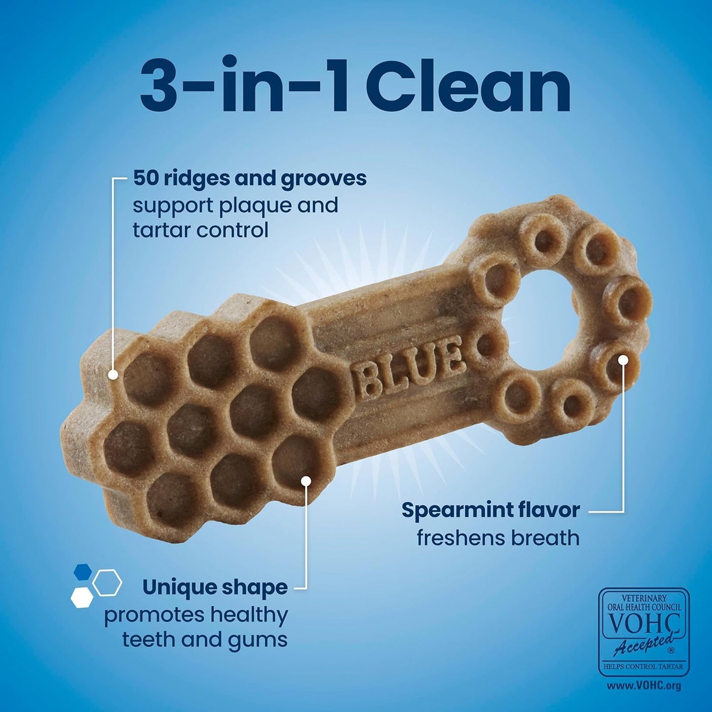 Blue Buffalo Medium Dental Chews for Dogs, Daily Dental Care Dog Treats Made in the USA with Natural Ingredients, Chicken & Spearmint (14 Count)