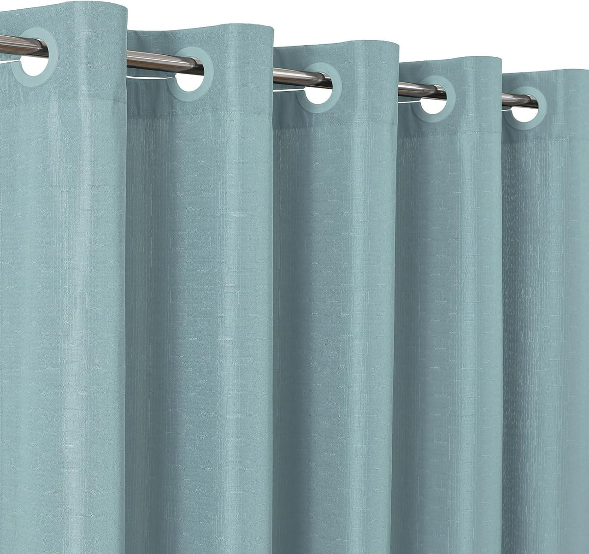 No Hook Shower Curtain, Waterproof Slub Fabric,71X74 Teal