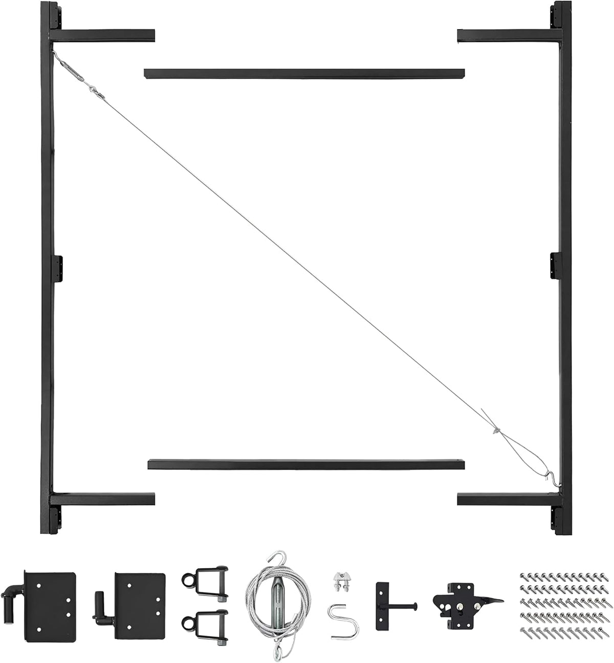 Adjust-A-Gate Steel Frame Gate Building Kit, Fits 36-60" Openings & up to 7', Black - Heavy-Duty Outdoor Reinforcement & Accessories for Gates and Fences