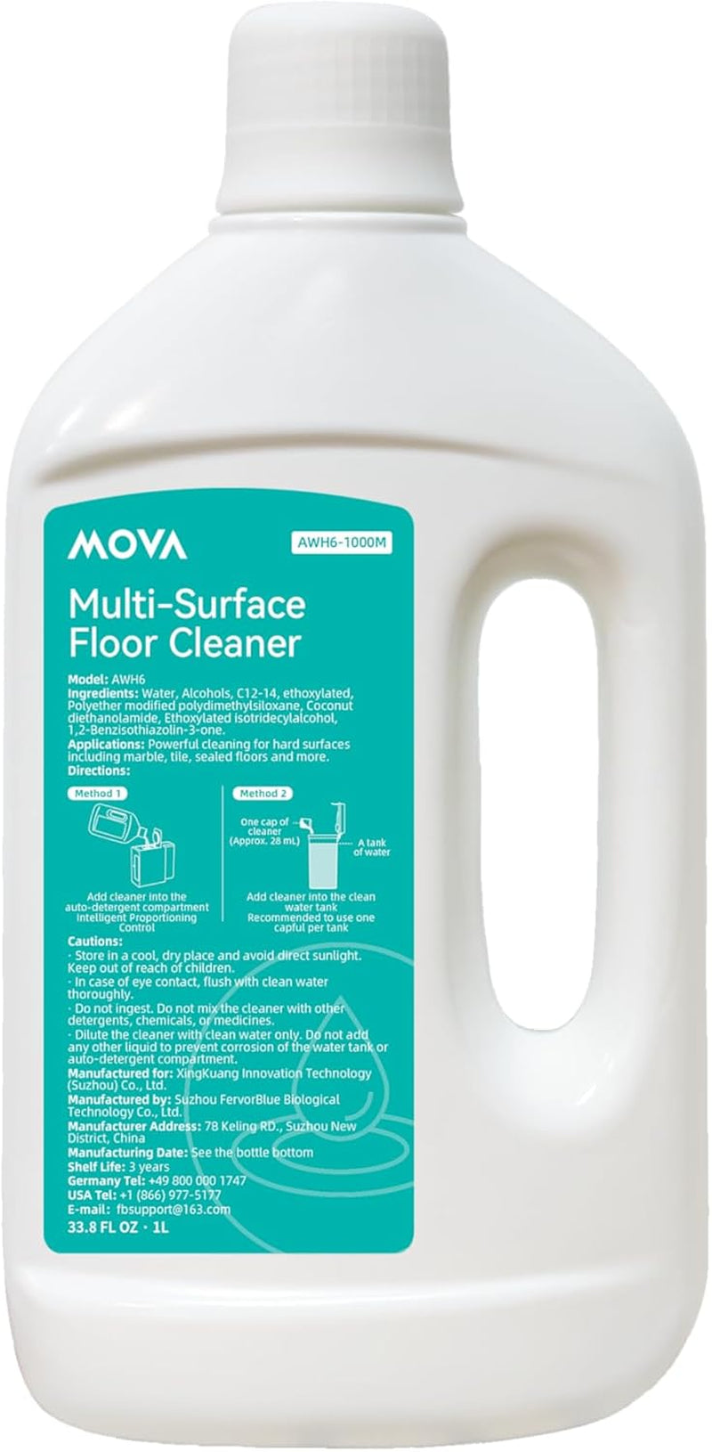MOVA Robot Vacuum Cleaning Solution Floor Cleaner for Hardwood, Tile, and Hard Floors, Compatible with All Robot Vacuum (33.8FL OZ)
