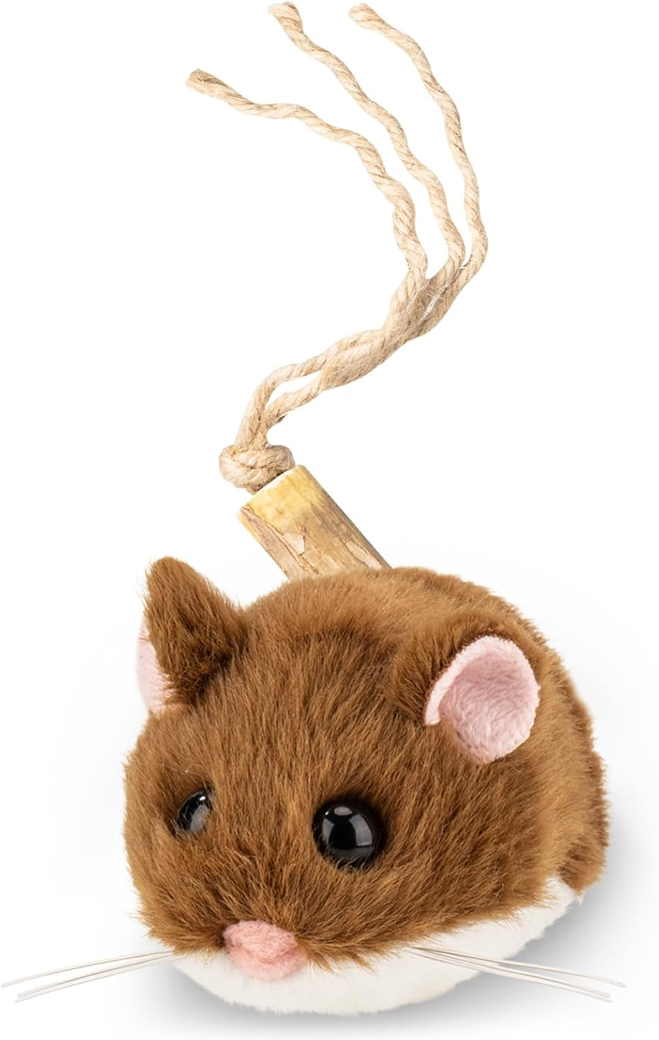 Migipaws Interactive Migimouse Cat Toy for Chewing Cat, 360° Rolling & Spin with Wiggling Tail for Indoor Cats Smart Motion Sensor, Realistic Squeak, Rechargeable Plush Kitten Toy (Brown)