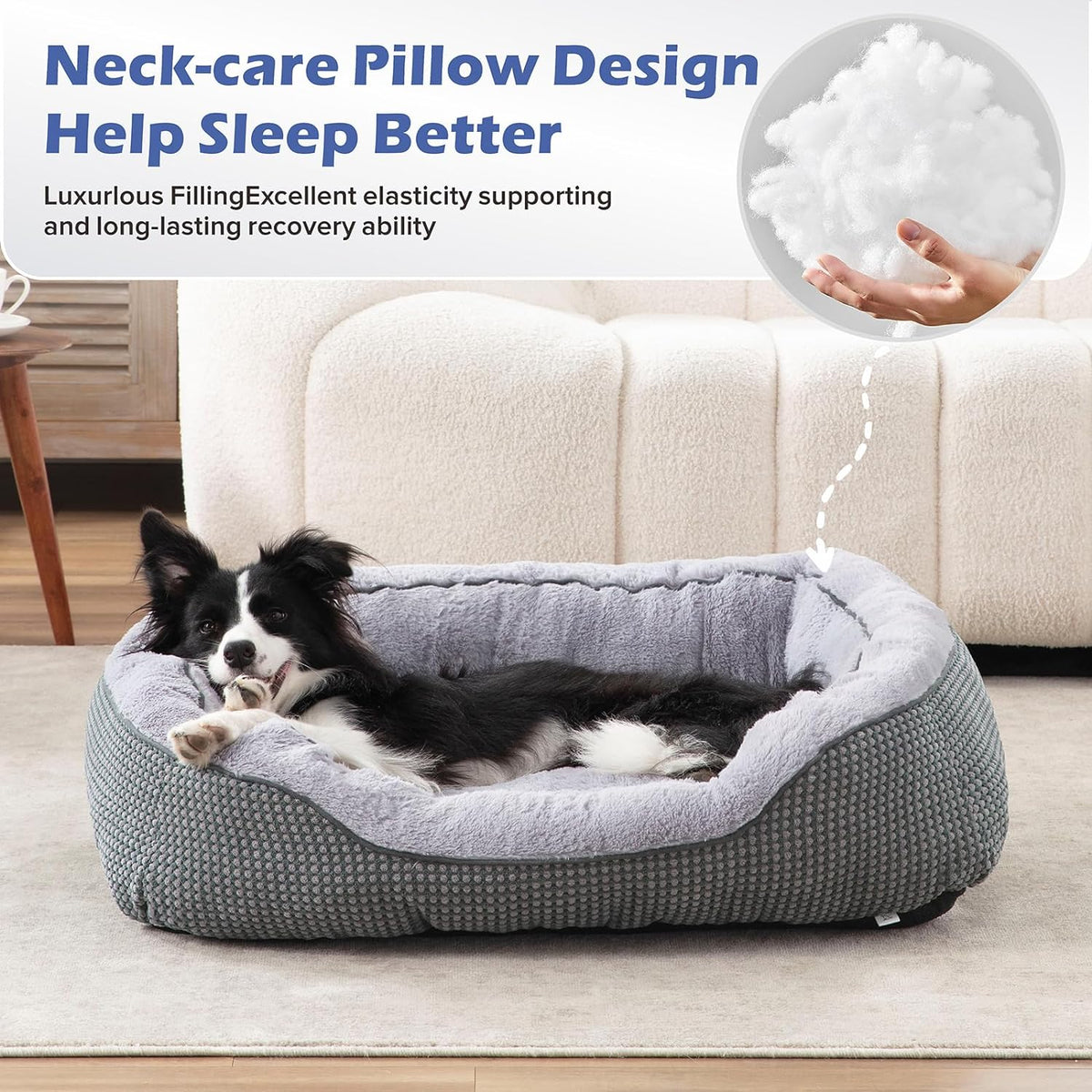 INVENHO Dog Bed for Small Dogs - Washable, Orthopedic, Calming & Warming - Durable Pet Bed with Anti-Slip Bottom (25"X21"X8")