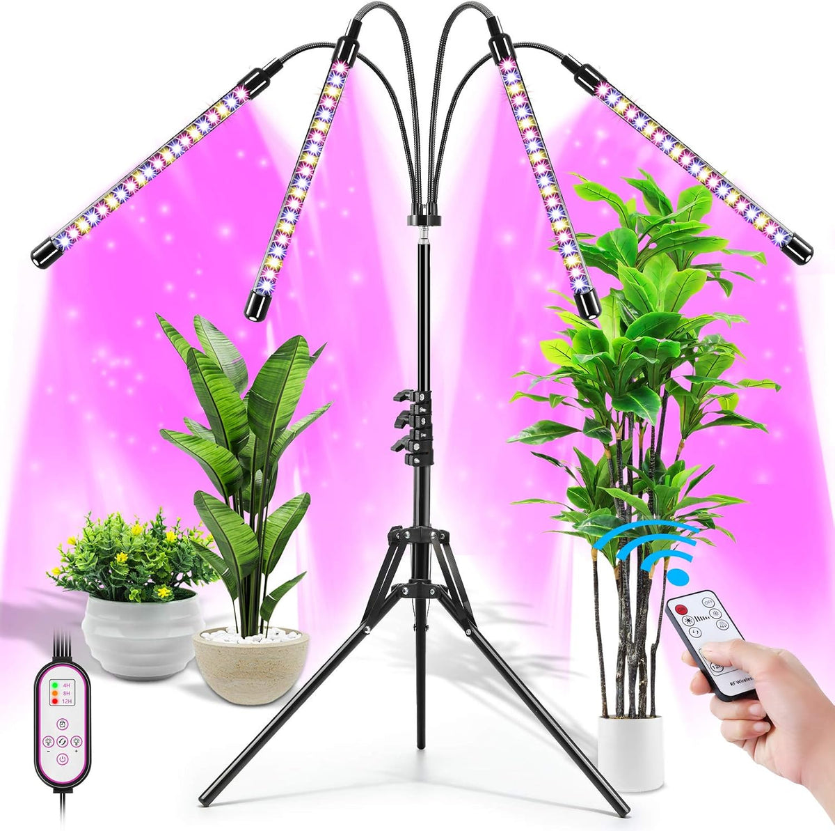 Felibeaco Plant Grow Lights for Indoor Plants with Adjustable Stand & Timer