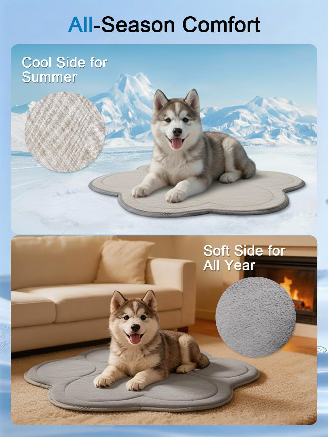 Dog Cooling Mat, Q-Max>0.46 Instant Cool Pad for Dogs, Reversible 4-Layer Thick Pet Cooling Pad, Machine Washable,For Crate, Car, Indoor & Outdoor Summer（Large-26 L X 23" W)