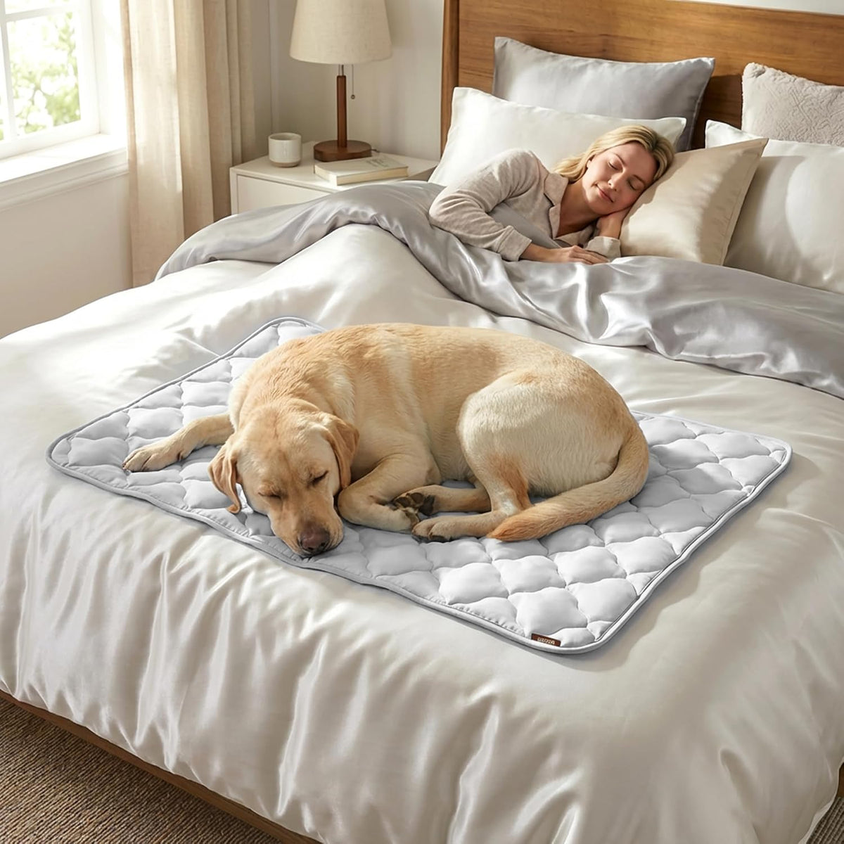 ZOMISIA Cooling Dog Mat Extra Large, Q-Max>0.5 XL Thin Breathable Cold Crate Pad for Pet, Portable Washable Kennel Bed for Summer Active Dog with Chill Soothing Fabric to Rapid Cooling, 41X27, Grey