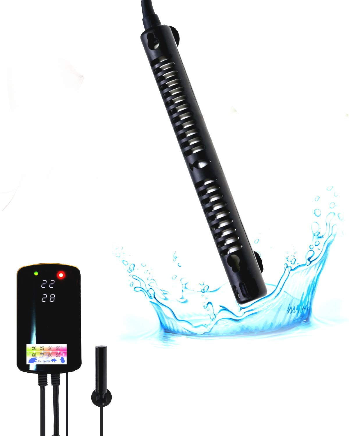 Corisrx Submersible Aquarium Heater Set - 55-100 Gallon Betta Fish Tank Temperature Controller, Turtle Tank Thermometer, Freshwater Saltwater Large Tank Thermostat (500W (For 79 to 132 Gallon))