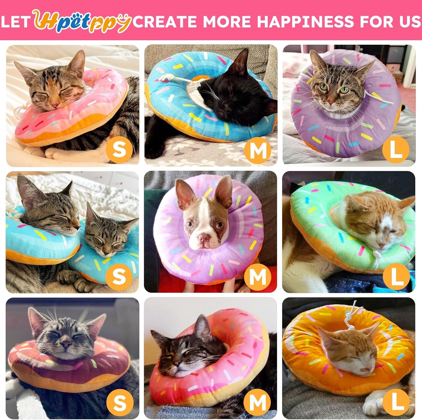 Hpetppy Cat Cone Collar Soft, Cat Recovery Collar for Wound Healing Cute Donut Adjustable Kitten Cones to Stop Licking Comfortable Lightweight Neck Elizabethan Collars for Kittens after Surgery