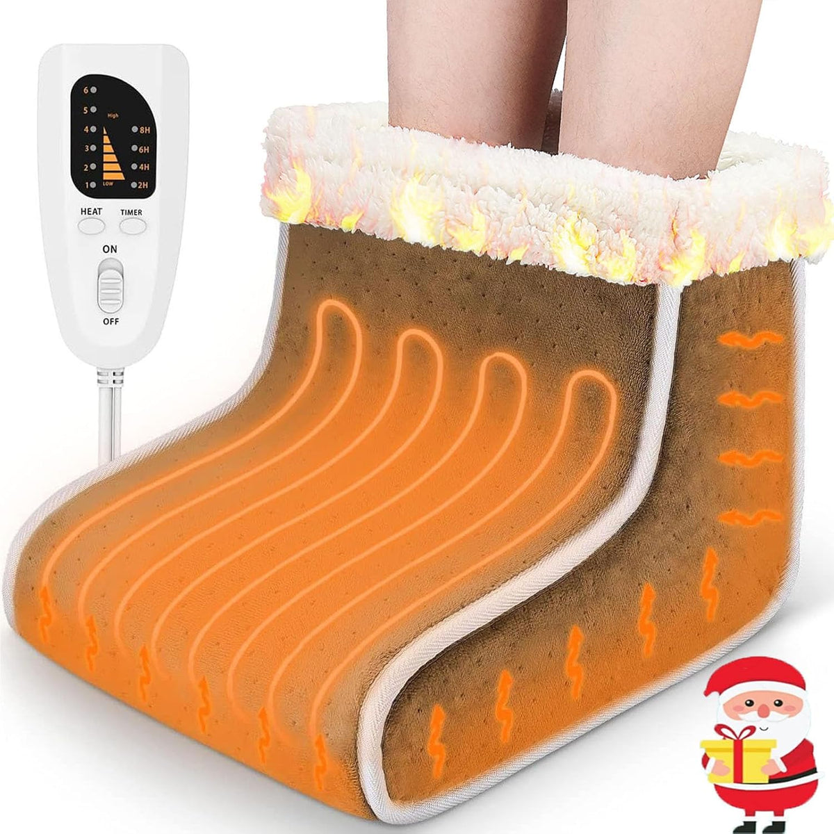 Electric Foot Warmer, Rapid Heating Pad for Feet, 6-Level Heating Feet Warmers Washable, Heated Slippers Christmas Gift for Women Men