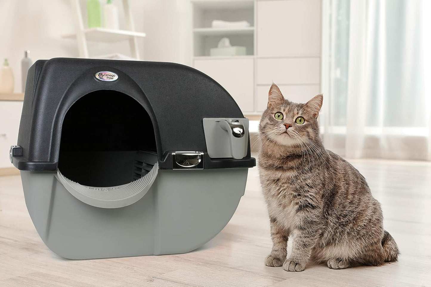 Omega Paw Elite Self Cleaning Roll 'N Clean Litter Box, Midnight Black, Large (EL-RA20-1)