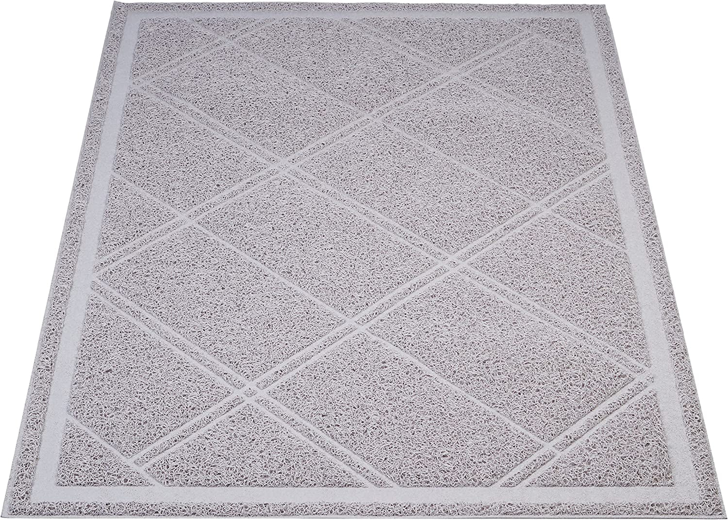 Amazon Basics Less-Mess Litter Trapping Cat Litter Box Mat, Soft on Kitty Paws, Waterproof, Scatter Control, 24" X 35", Grey