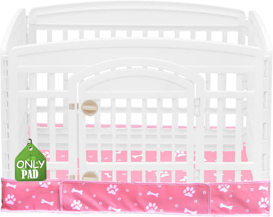 Dog Playpen Bottom Pad Fits for 36 Inch 4 Panels Exercise Pet Playpen, Dog Crate Pad Puppy Playpen Pad, Hoop and Loop Design (Note: Playpen Not Included). -Pink